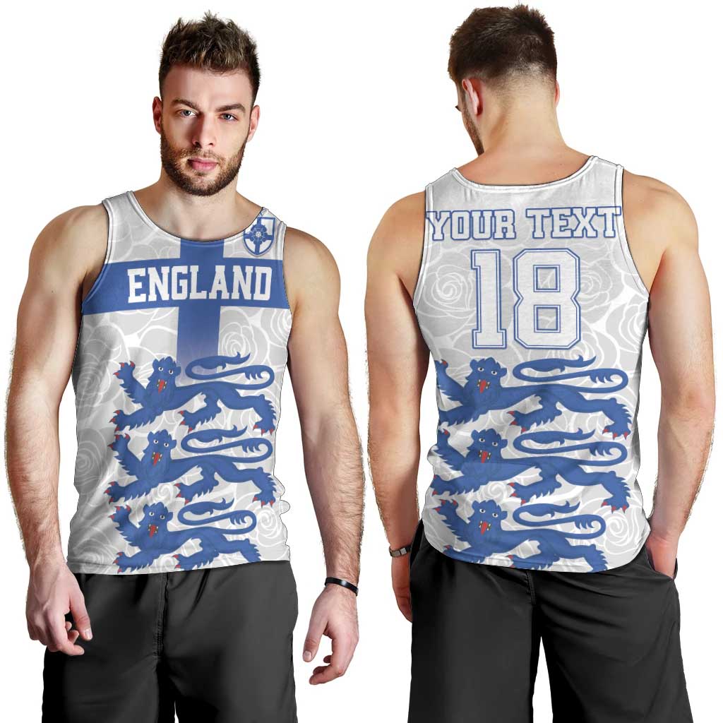 Custom England Fooball Men Tank Top The Three Lions Blue Version