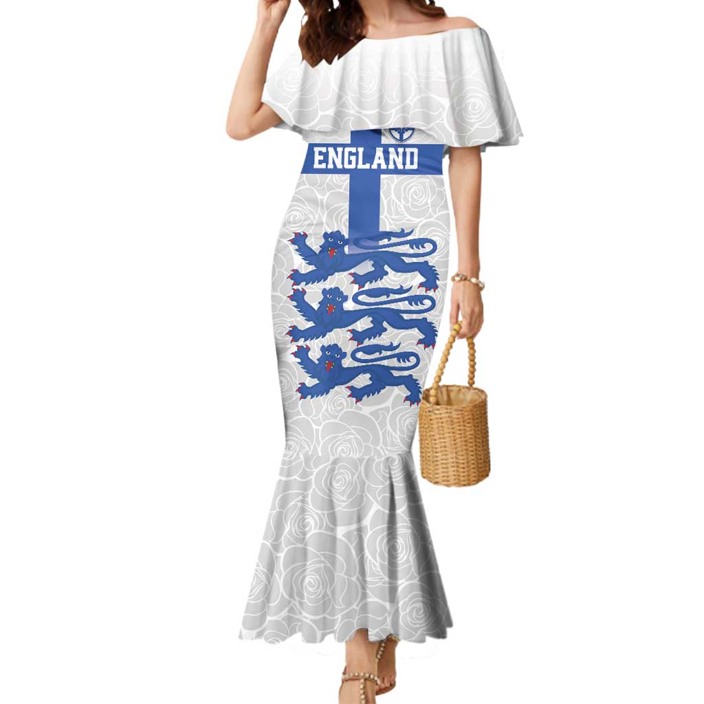 Custom England Fooball Mermaid Dress The Three Lions Blue Version