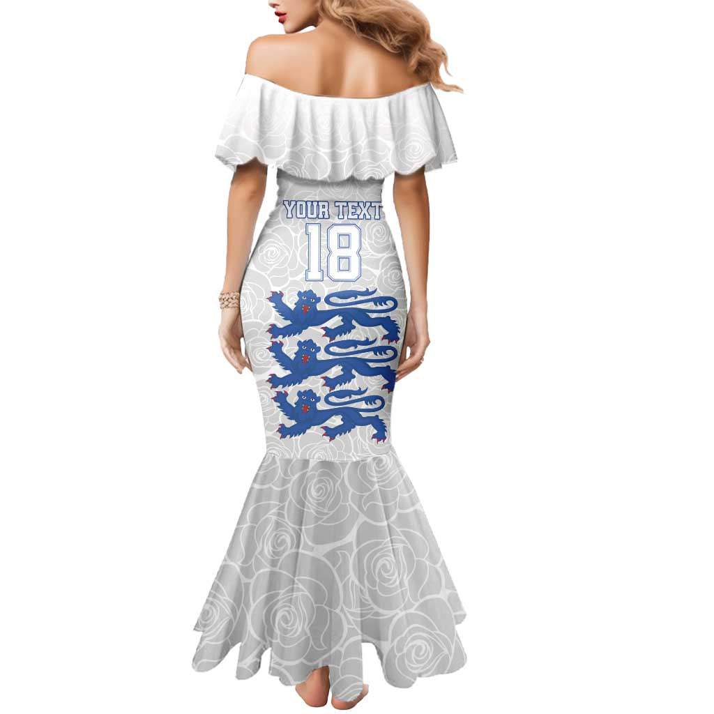Custom England Fooball Mermaid Dress The Three Lions Blue Version
