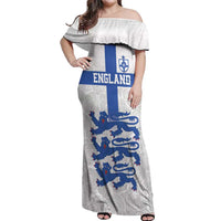Custom England Fooball Off Shoulder Maxi Dress The Three Lions Blue Version
