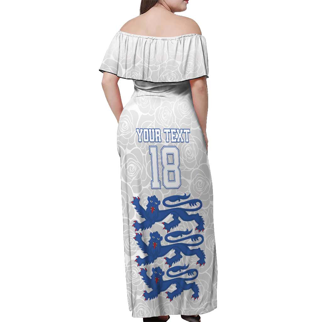 Custom England Fooball Off Shoulder Maxi Dress The Three Lions Blue Version