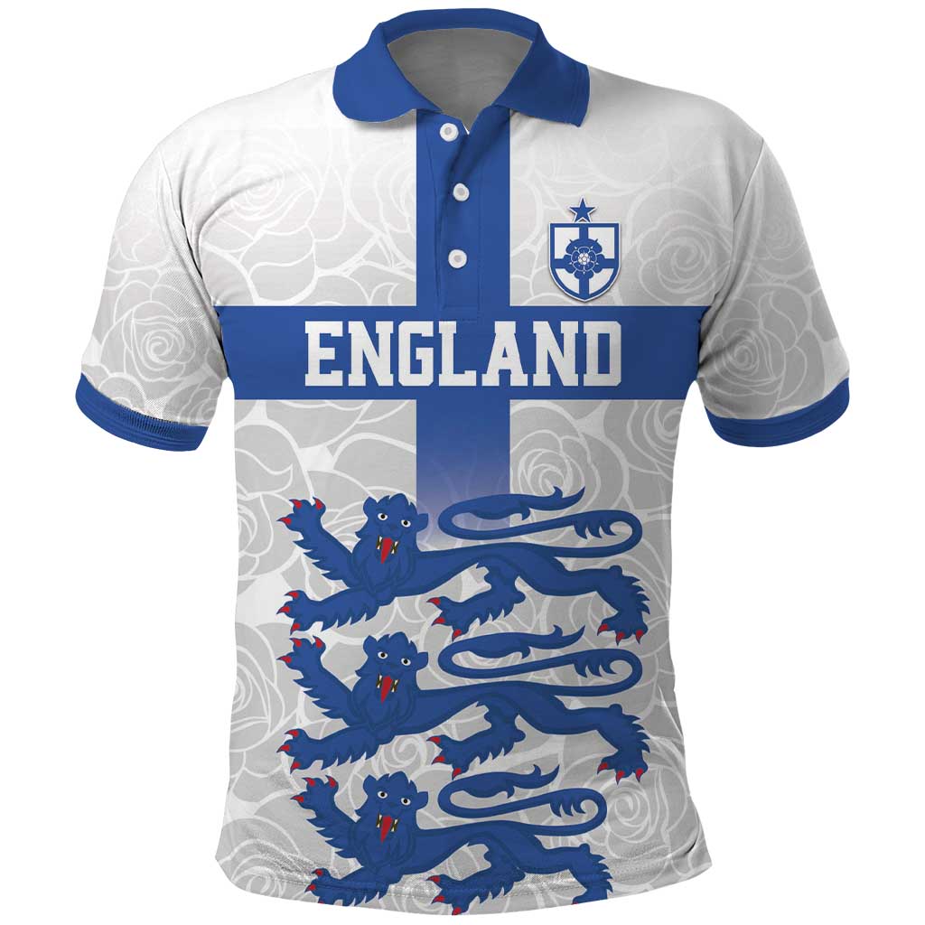 Custom England Fooball Polo Shirt The Three Lions Blue Version