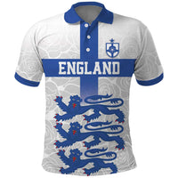 Custom England Fooball Polo Shirt The Three Lions Blue Version