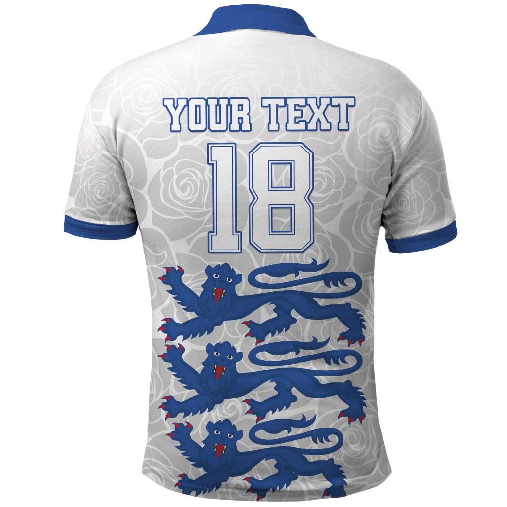 Custom England Fooball Polo Shirt The Three Lions Blue Version