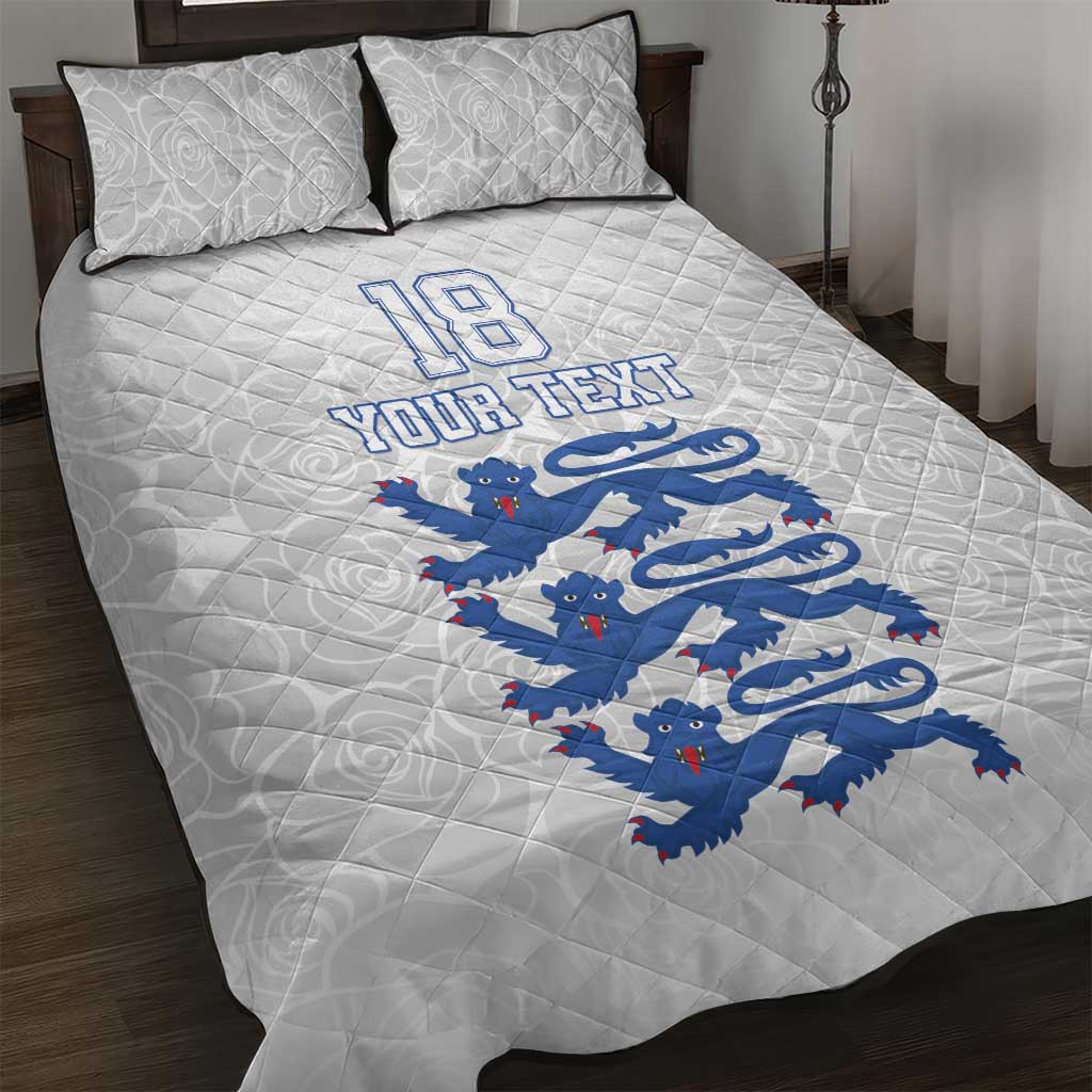Custom England Fooball Quilt Bed Set The Three Lions Blue Version