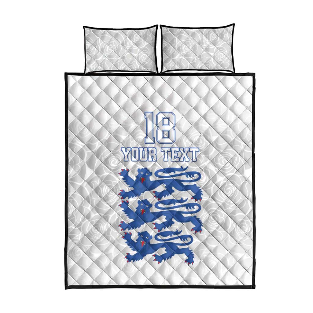 Custom England Fooball Quilt Bed Set The Three Lions Blue Version