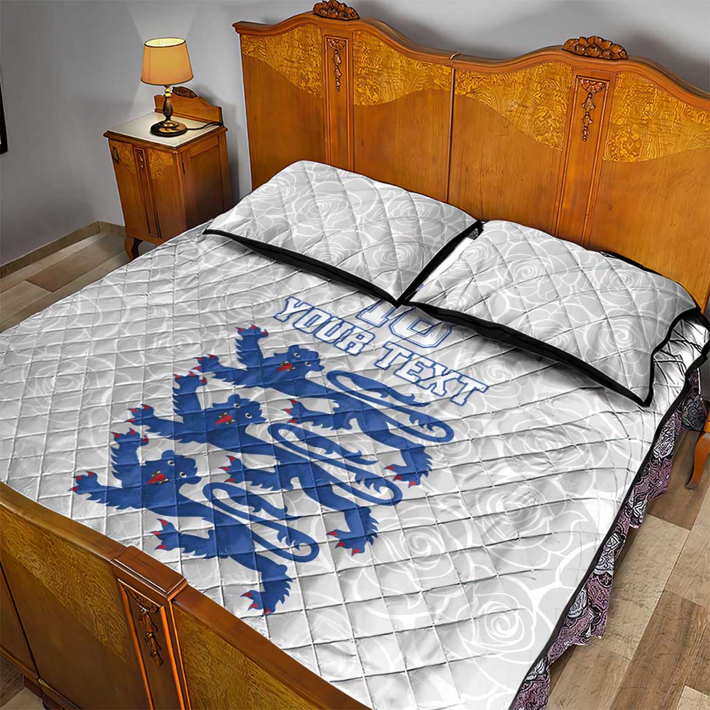 Custom England Fooball Quilt Bed Set The Three Lions Blue Version