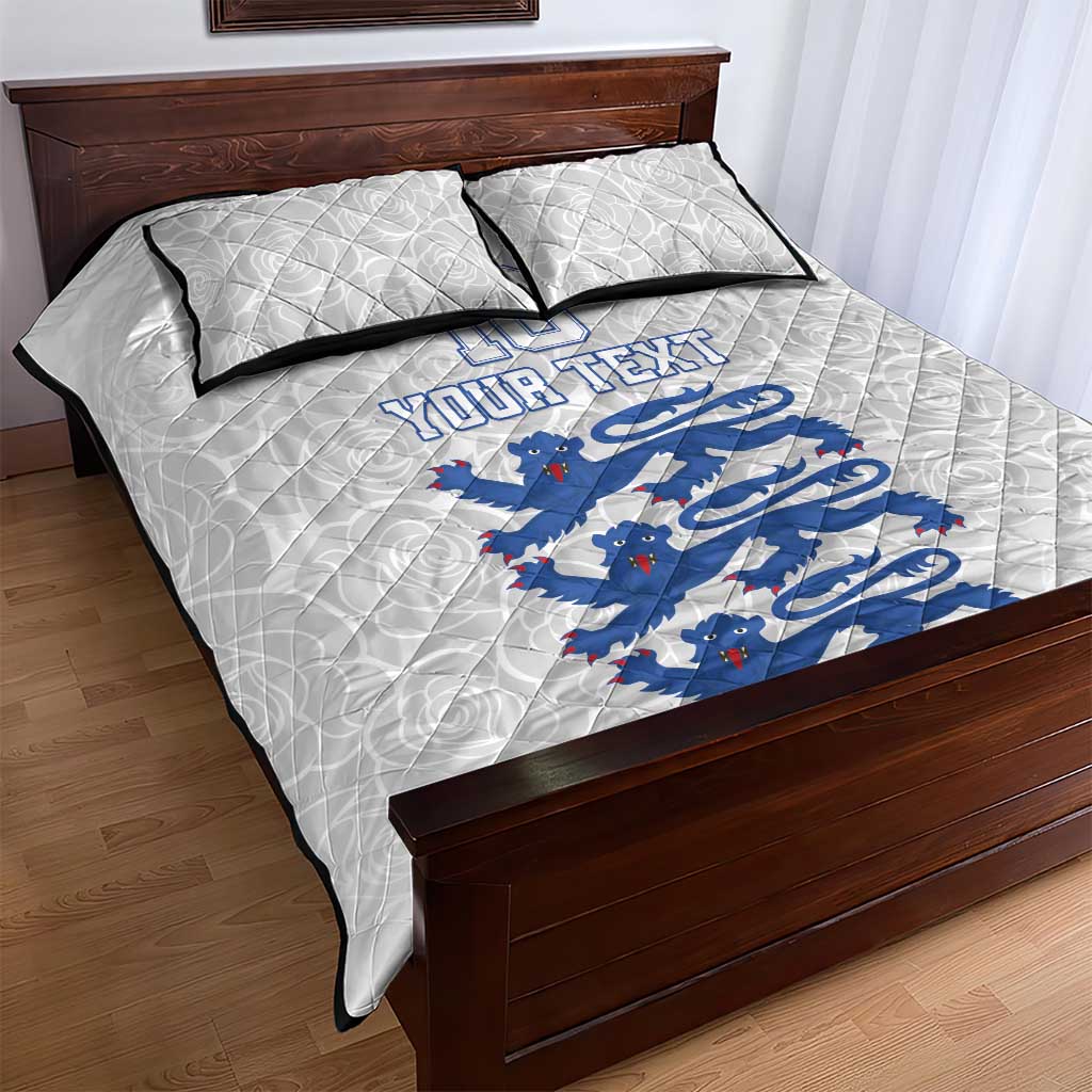 Custom England Fooball Quilt Bed Set The Three Lions Blue Version