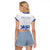 Custom England Fooball Raglan Cropped T Shirt The Three Lions Blue Version