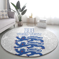 Custom England Fooball Round Carpet The Three Lions Blue Version