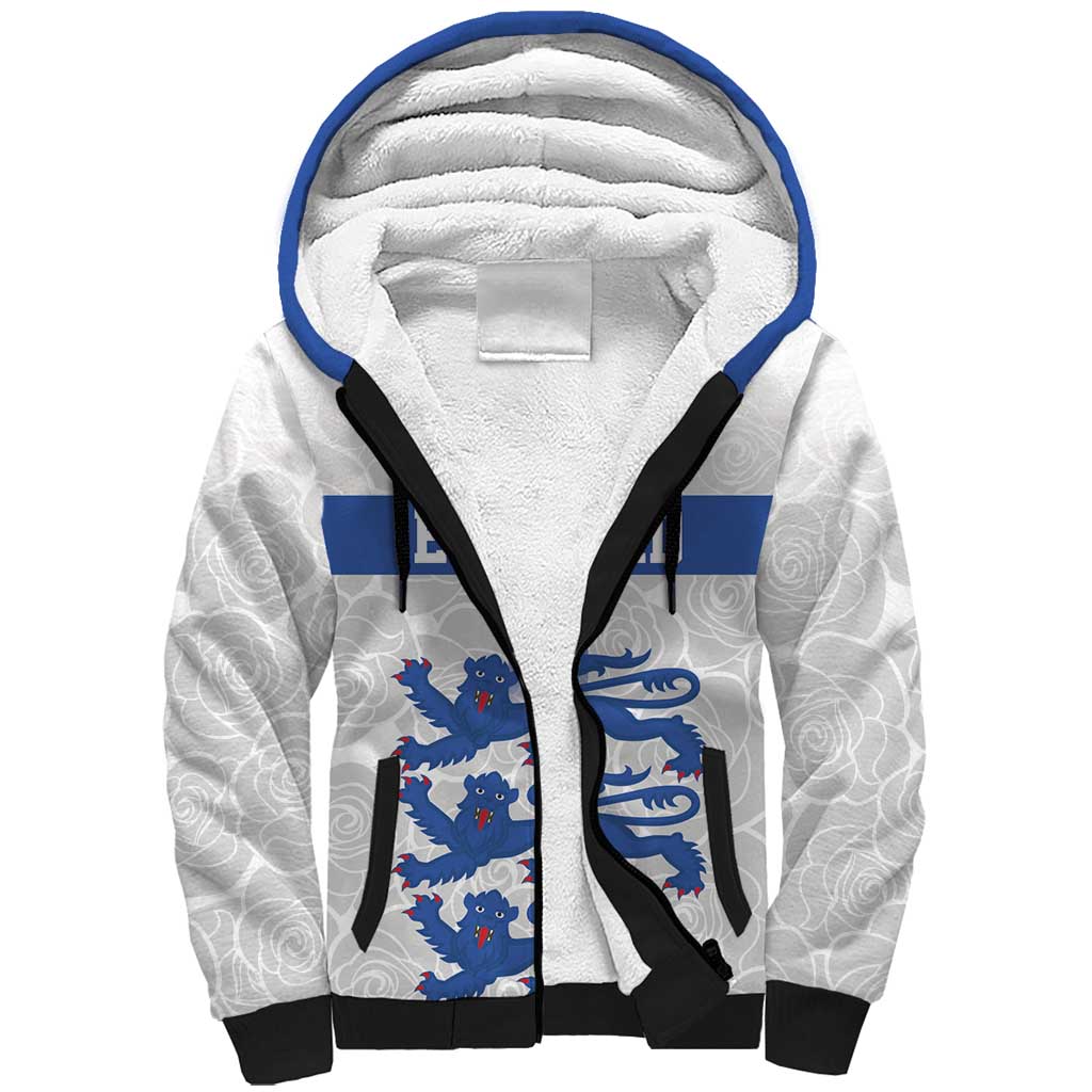 Custom England Fooball Sherpa Hoodie The Three Lions Blue Version