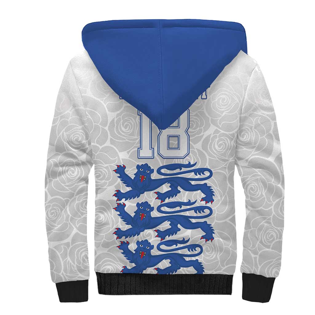 Custom England Fooball Sherpa Hoodie The Three Lions Blue Version