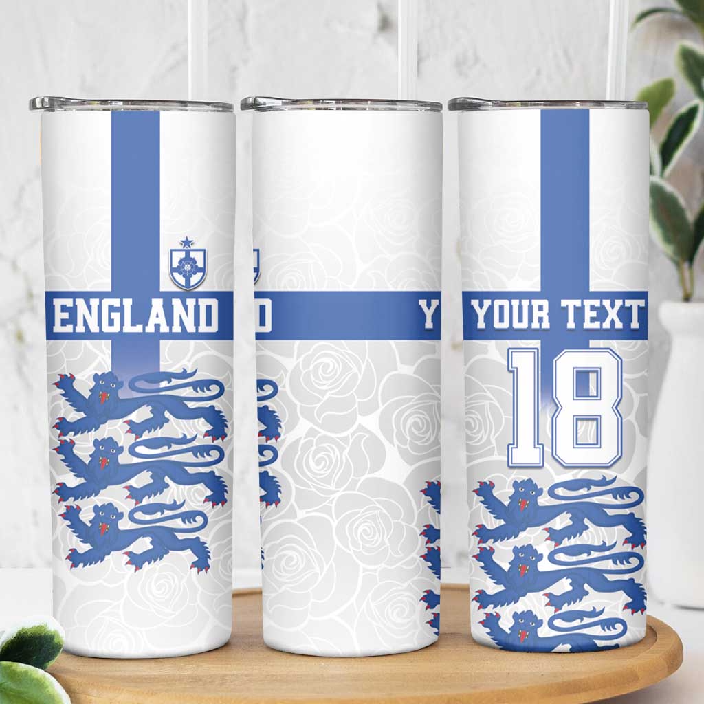 Custom England Fooball Skinny Tumbler The Three Lions Blue Version