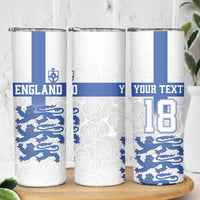 Custom England Fooball Skinny Tumbler The Three Lions Blue Version