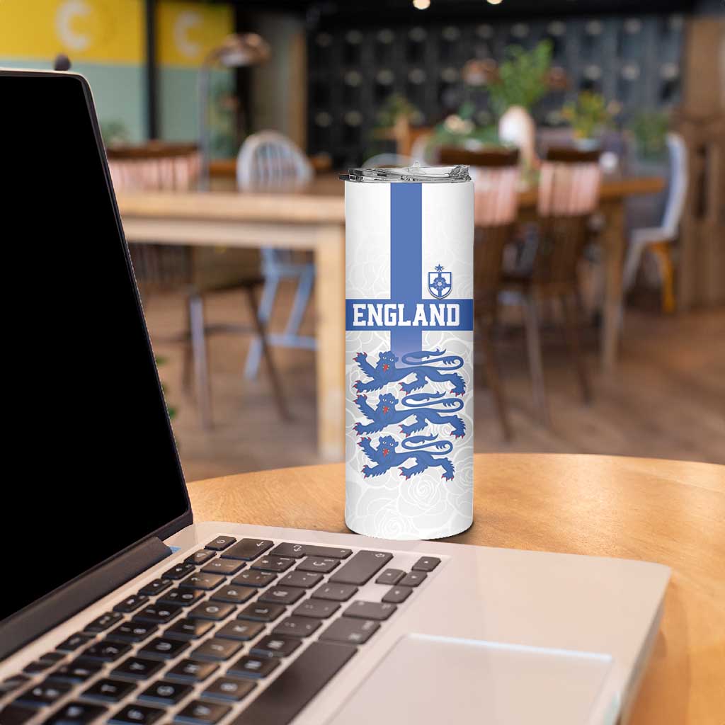 Custom England Fooball Skinny Tumbler The Three Lions Blue Version