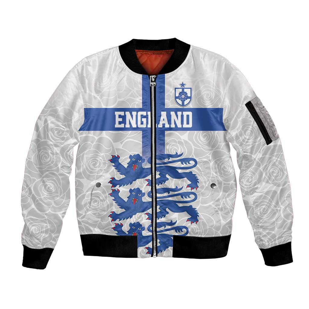 Custom England Fooball Sleeve Zip Bomber Jacket The Three Lions Blue Version