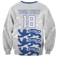Custom England Fooball Sweatshirt The Three Lions Blue Version