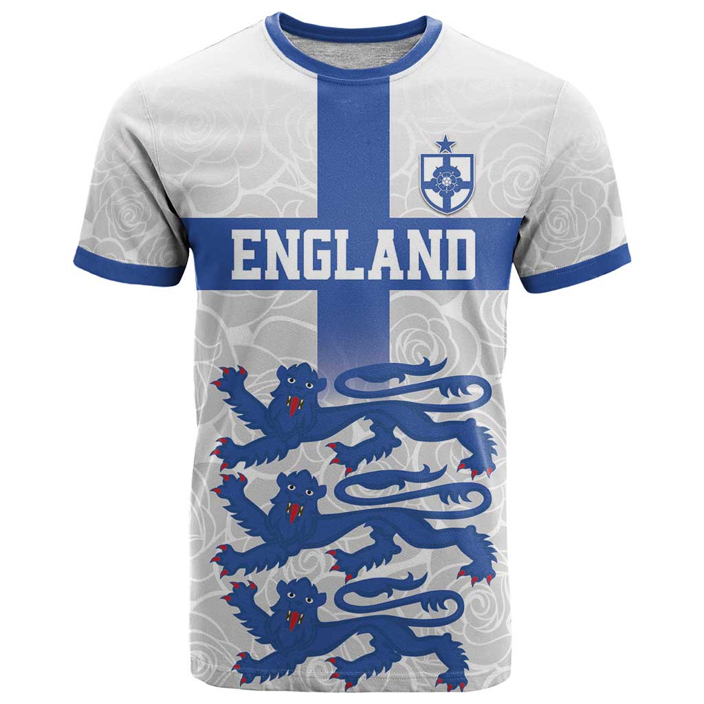 Custom England Fooball T Shirt The Three Lions Blue Version