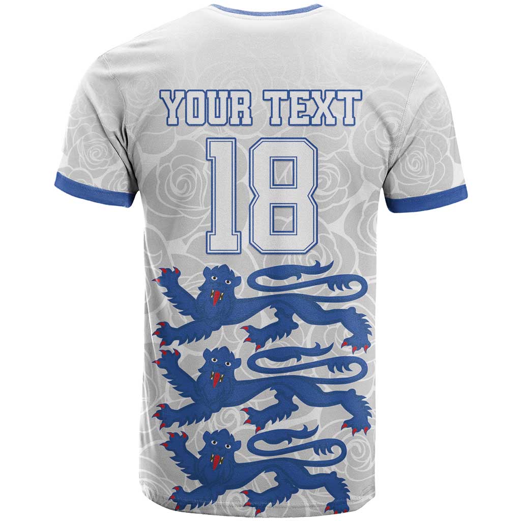 Custom England Fooball T Shirt The Three Lions Blue Version