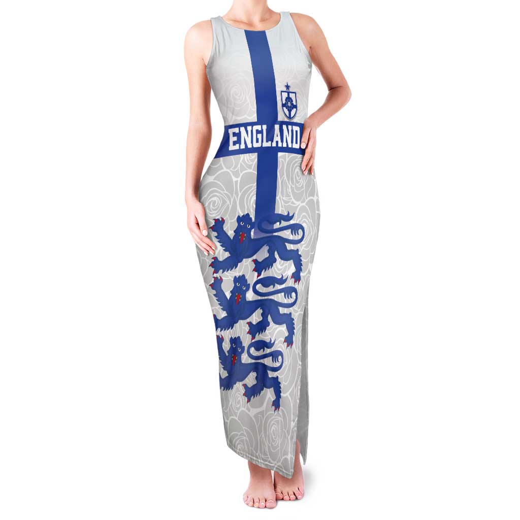 Custom England Fooball Tank Maxi Dress The Three Lions Blue Version