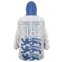 Custom England Fooball Wearable Blanket Hoodie The Three Lions Blue Version