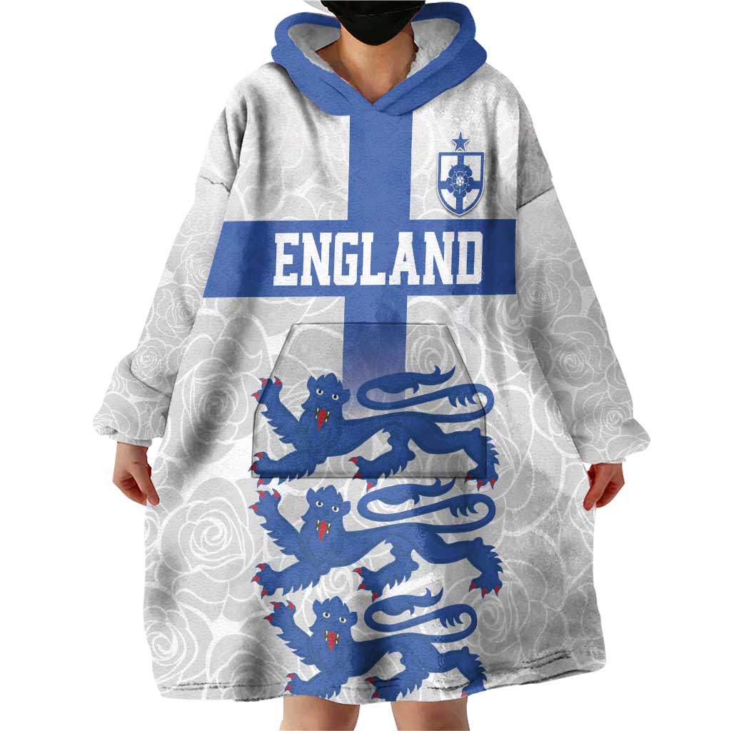 Custom England Fooball Wearable Blanket Hoodie The Three Lions Blue Version