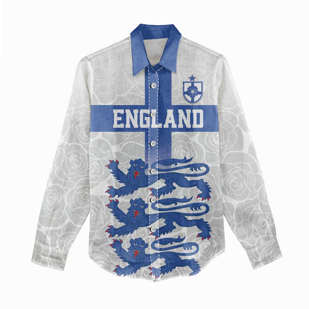 Custom England Fooball Women Casual Shirt The Three Lions Blue Version