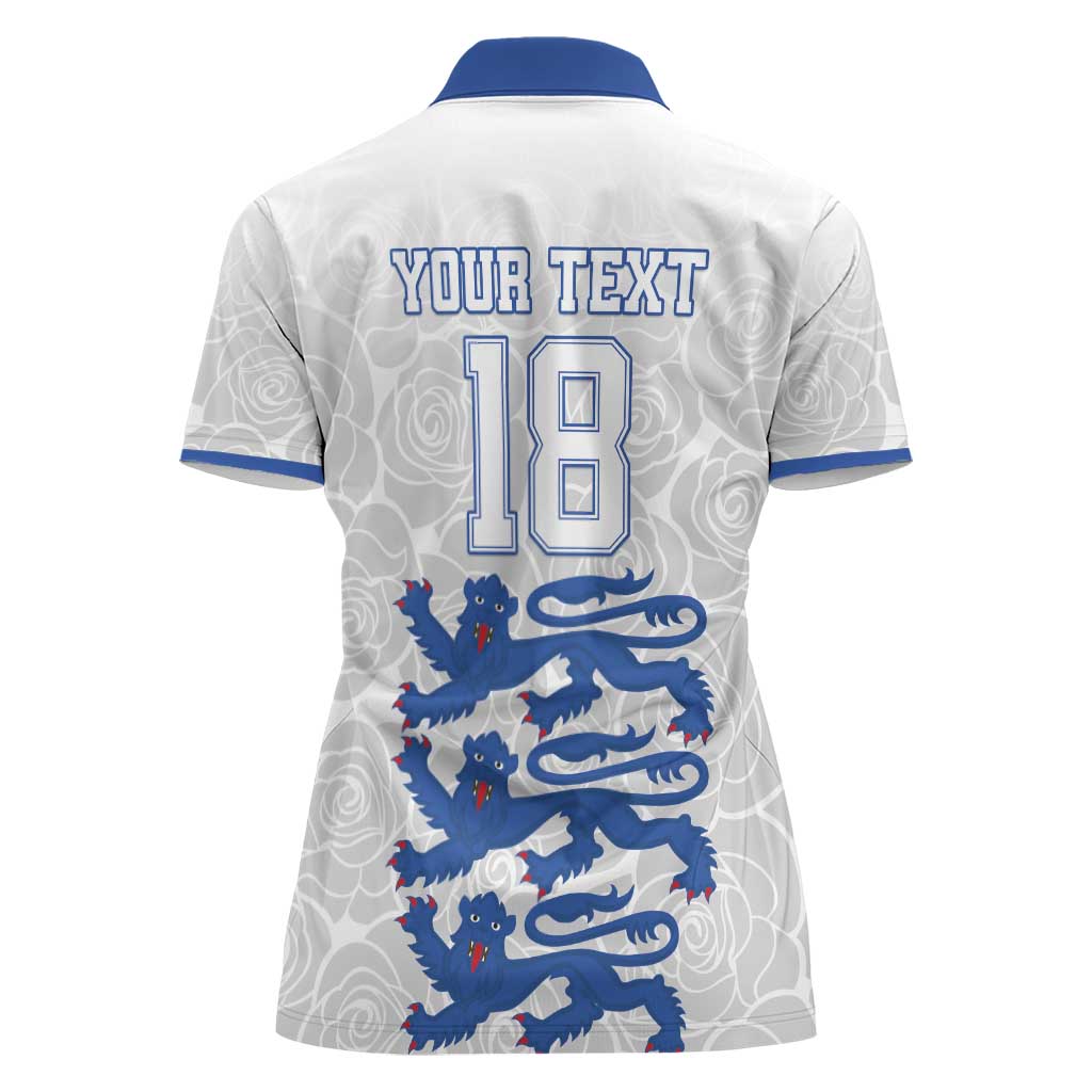 Custom England Fooball Women Polo Shirt The Three Lions Blue Version