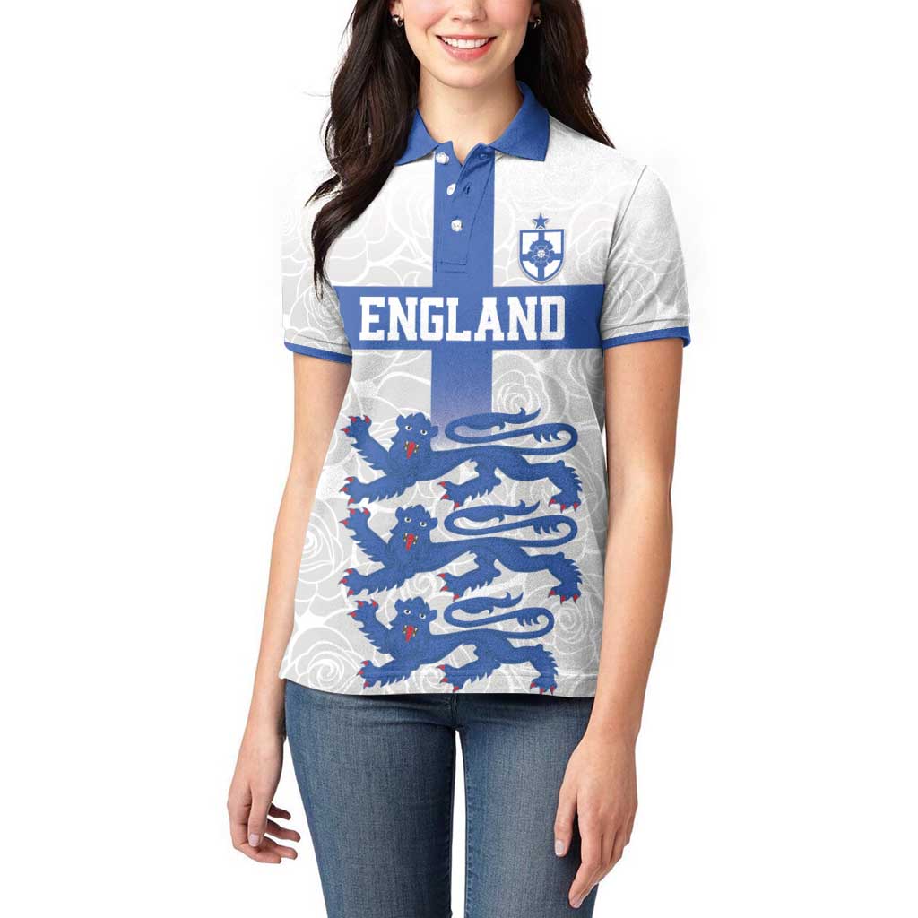 Custom England Fooball Women Polo Shirt The Three Lions Blue Version