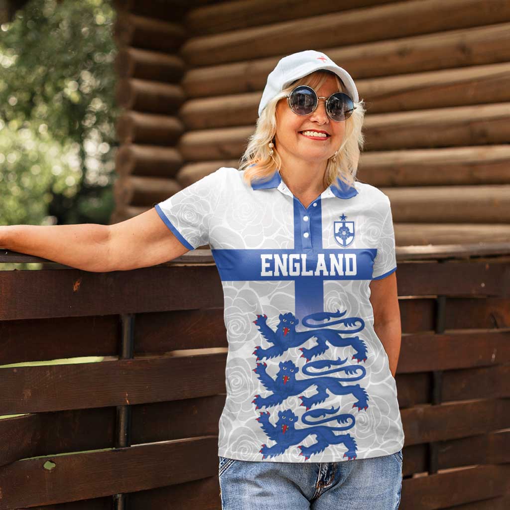 Custom England Fooball Women Polo Shirt The Three Lions Blue Version