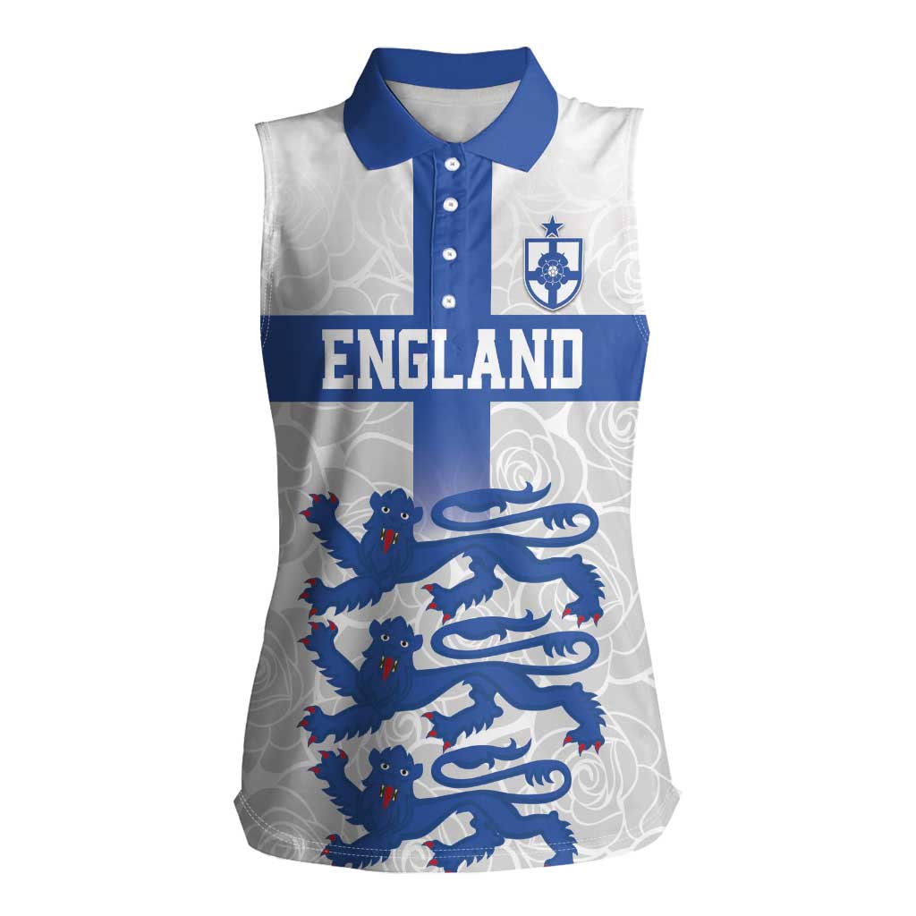 Custom England Fooball Women Sleeveless Polo Shirt The Three Lions Blue Version