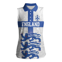 Custom England Fooball Women Sleeveless Polo Shirt The Three Lions Blue Version