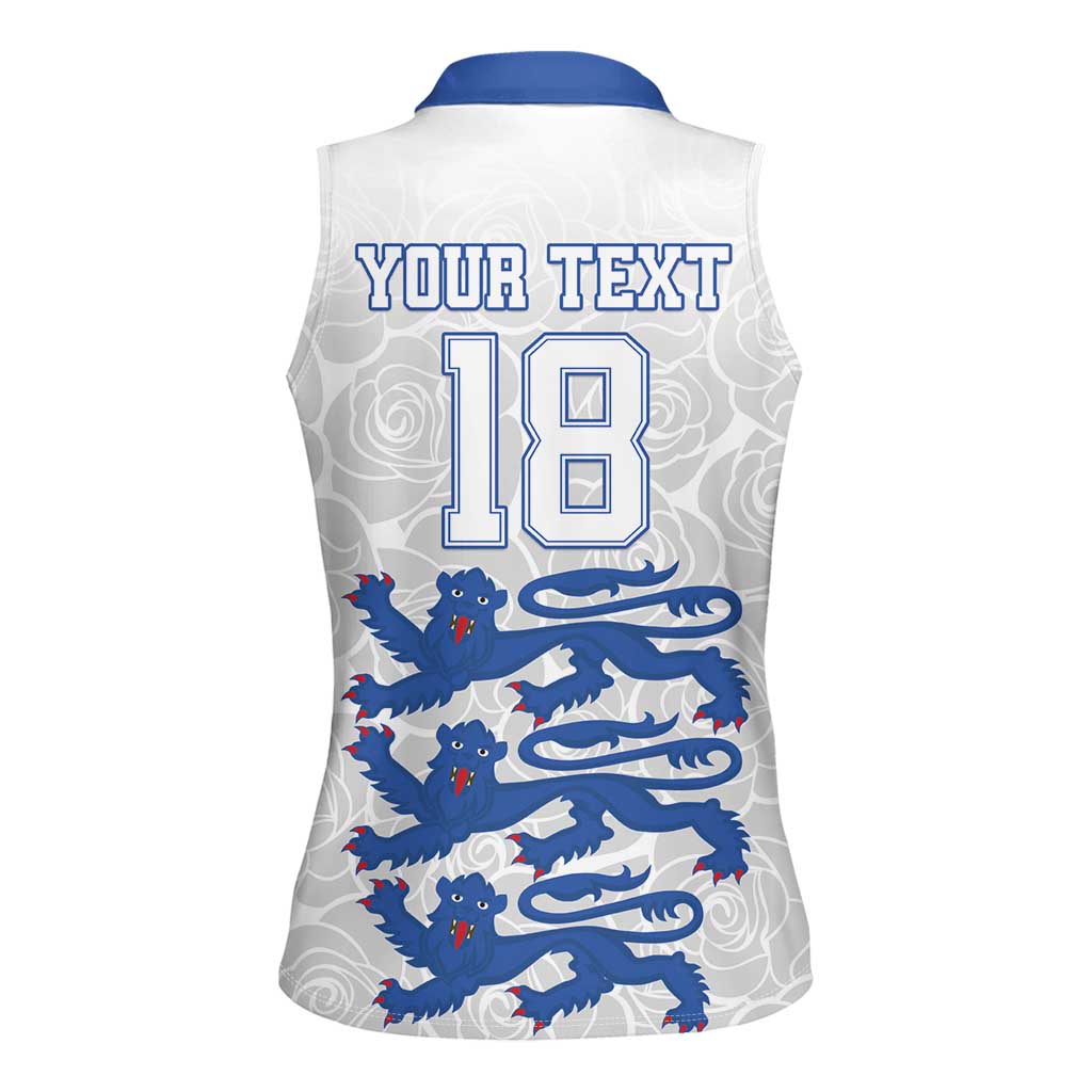 Custom England Fooball Women Sleeveless Polo Shirt The Three Lions Blue Version