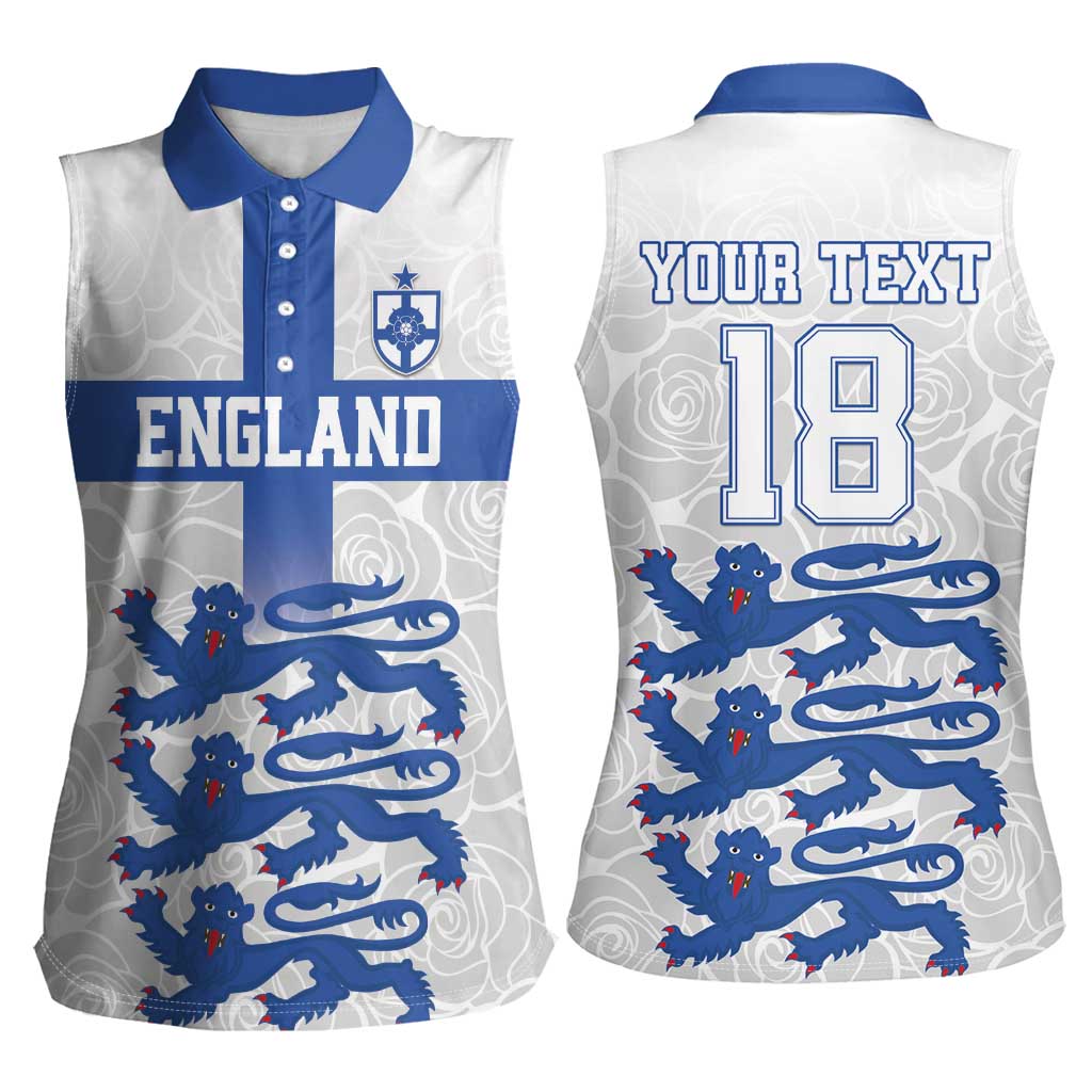Custom England Fooball Women Sleeveless Polo Shirt The Three Lions Blue Version