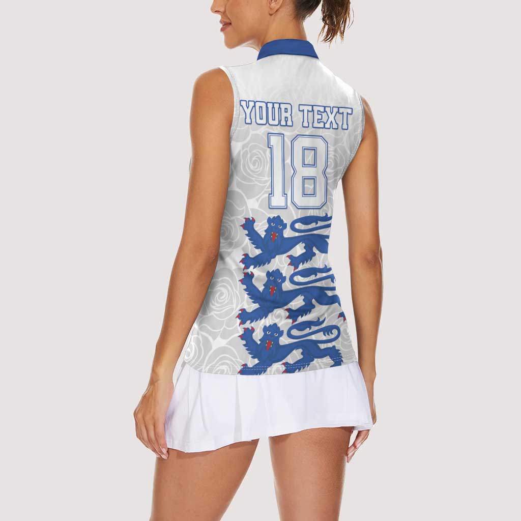 Custom England Fooball Women Sleeveless Polo Shirt The Three Lions Blue Version