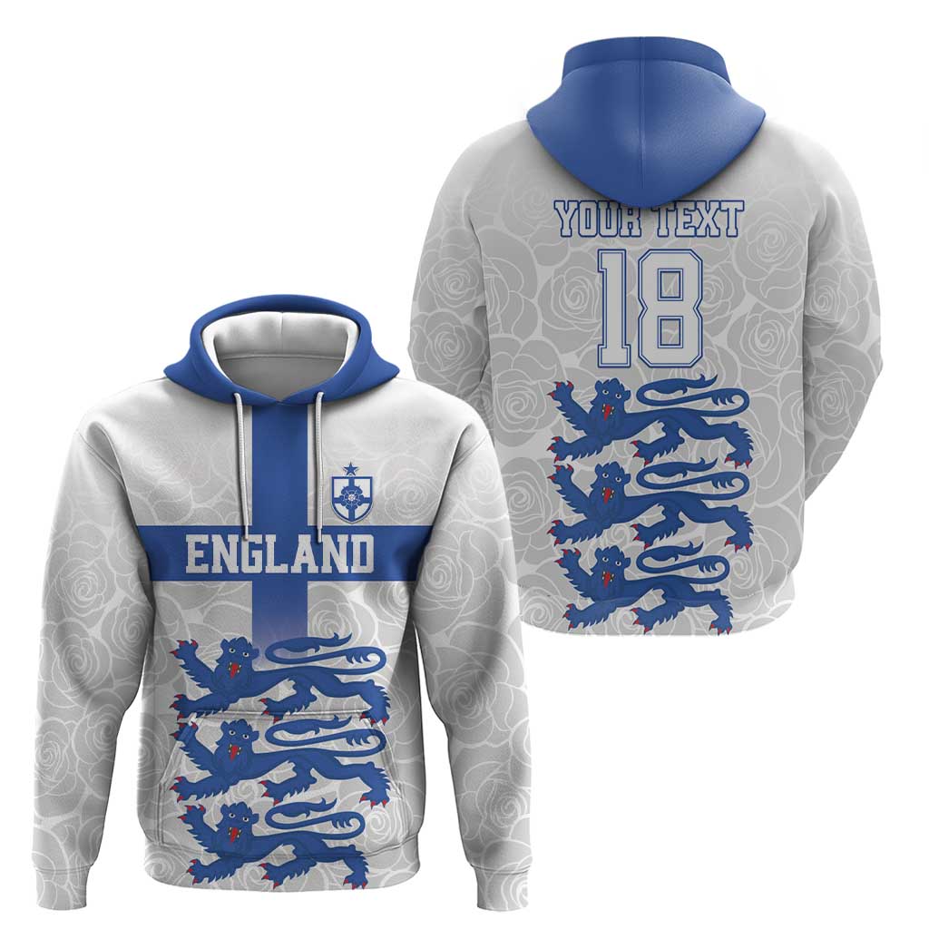 Custom England Fooball Zip Hoodie The Three Lions Blue Version