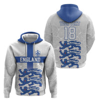 Custom England Fooball Zip Hoodie The Three Lions Blue Version