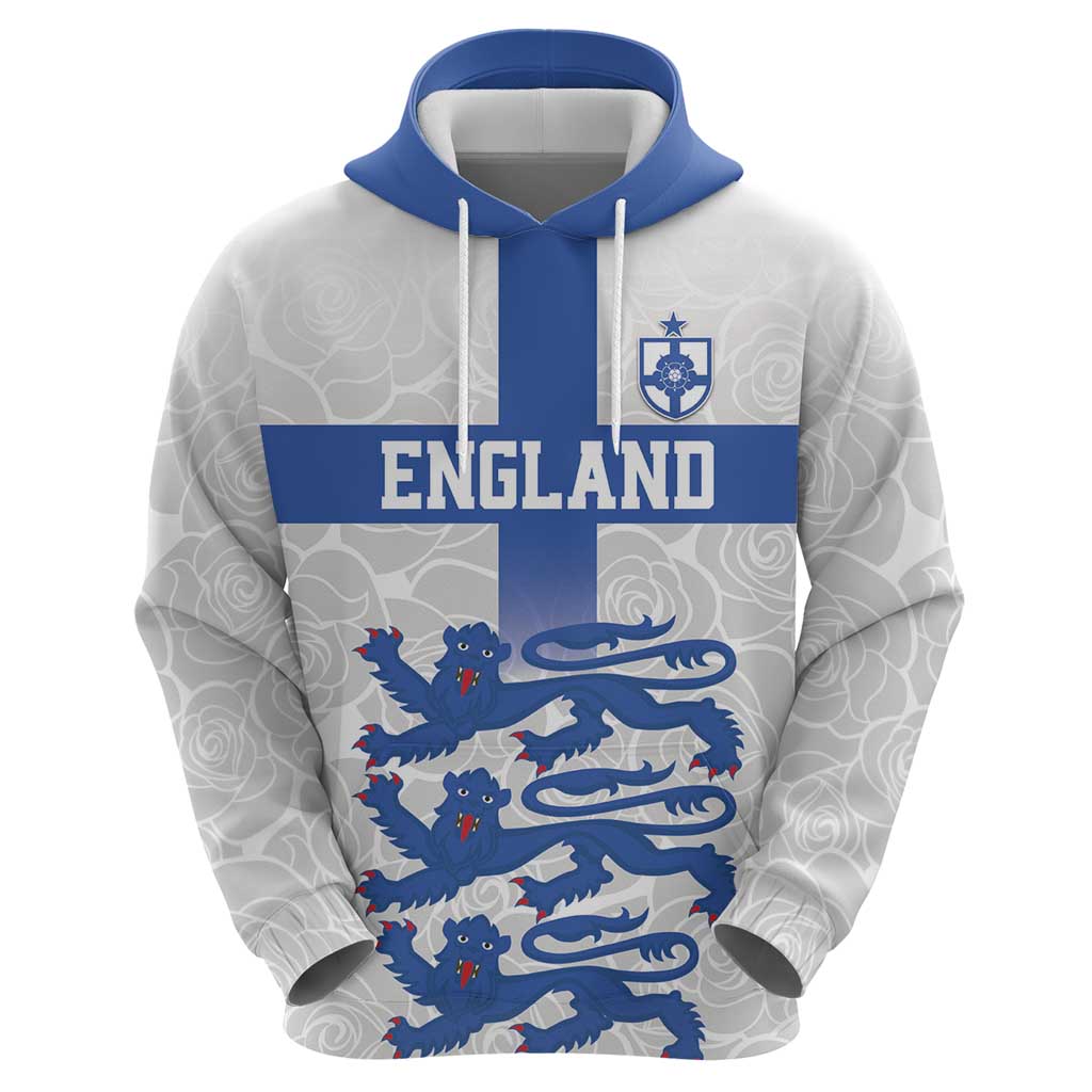 Custom England Fooball Zip Hoodie The Three Lions Blue Version