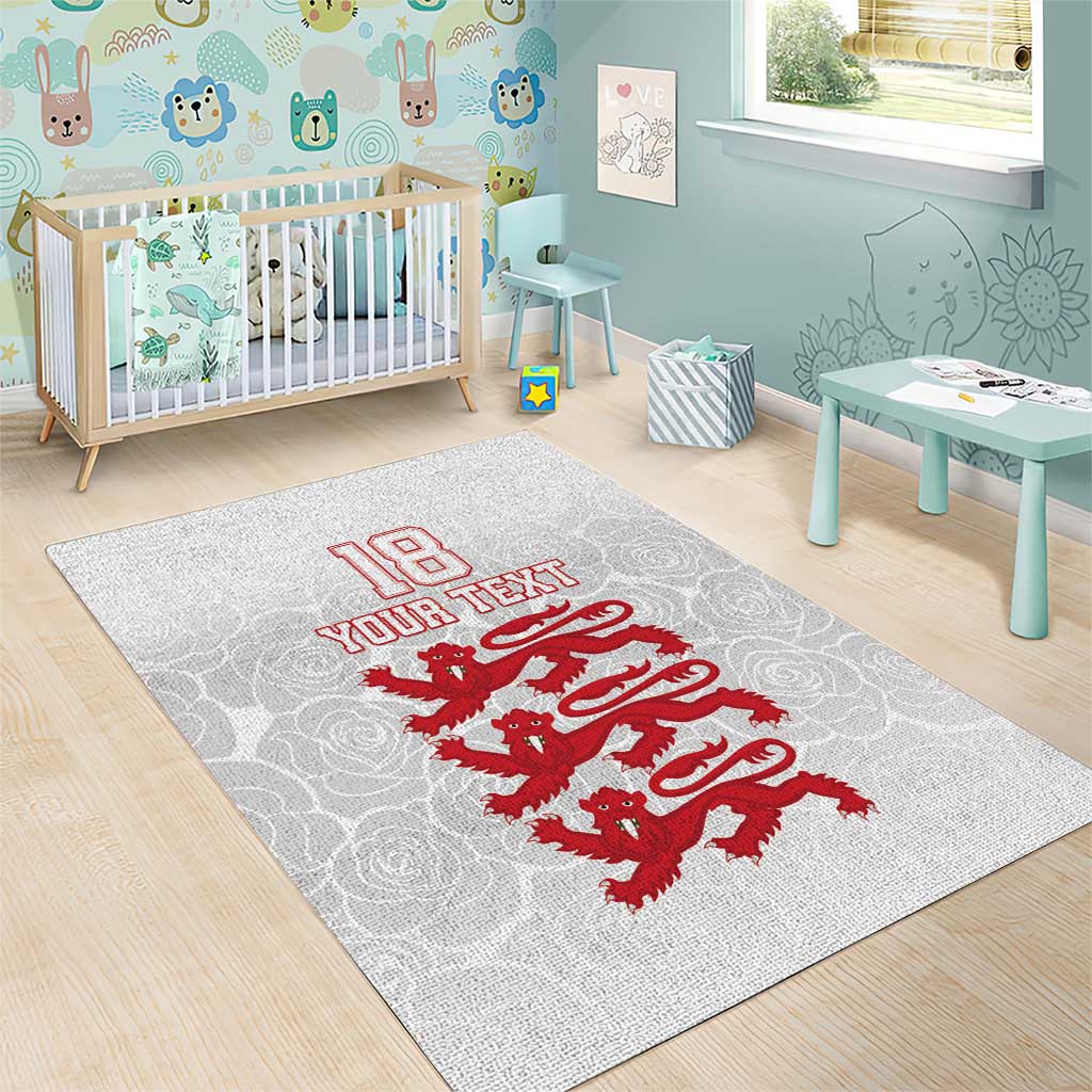 Custom England Fooball Area Rug The Three Lions Red Version