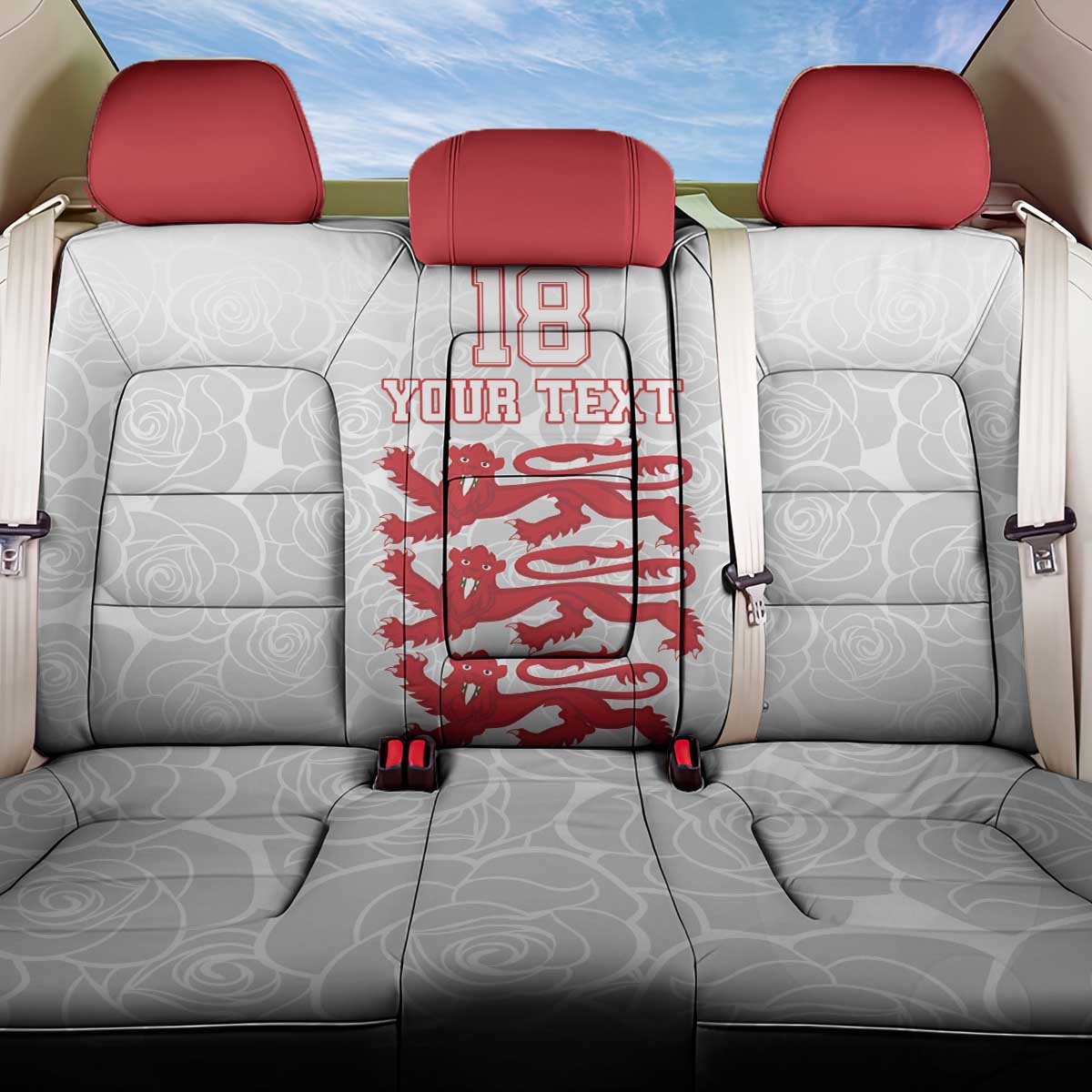 Custom England Fooball Back Car Seat Cover The Three Lions Red Version