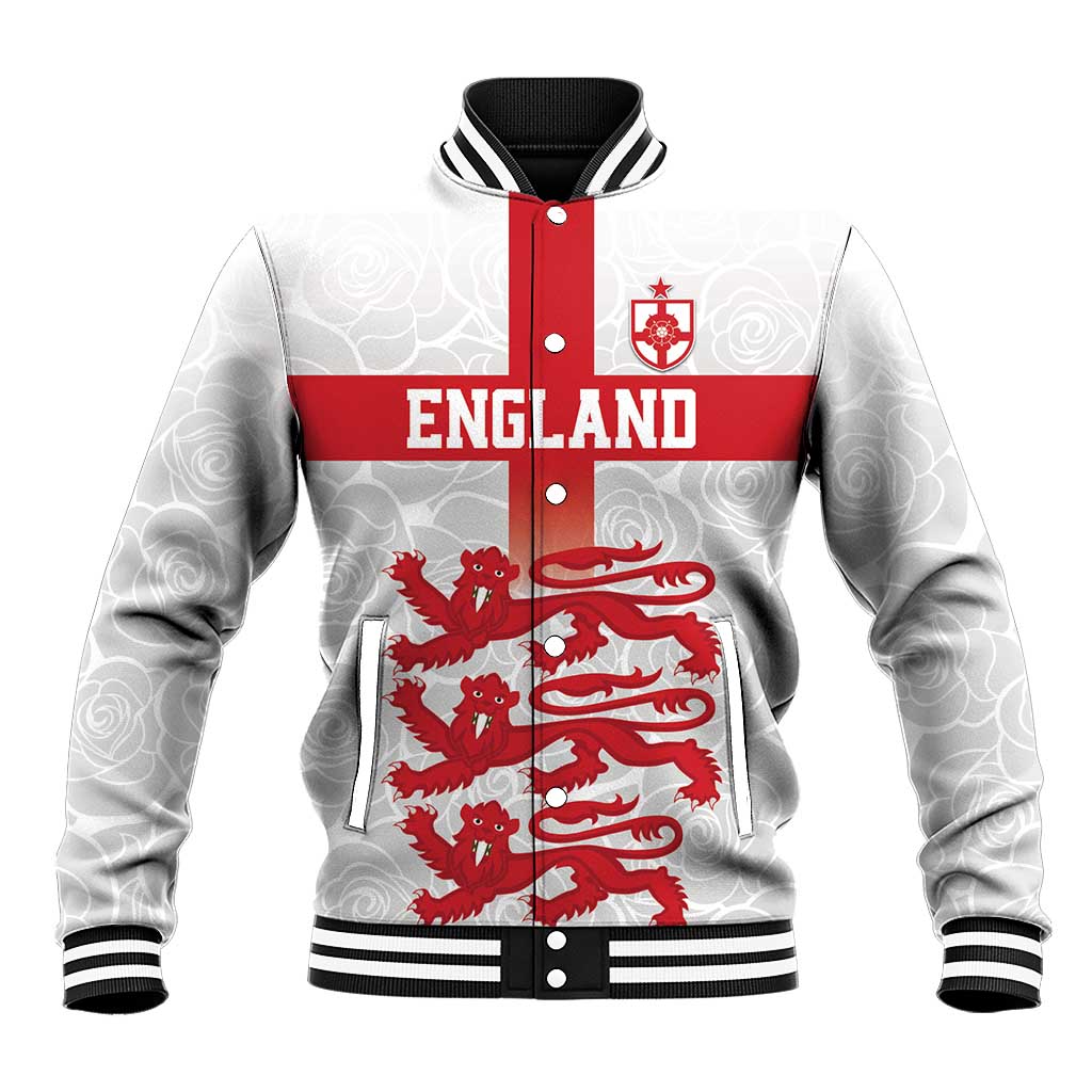 Custom England Fooball Baseball Jacket The Three Lions Red Version