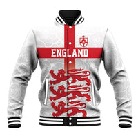 Custom England Fooball Baseball Jacket The Three Lions Red Version
