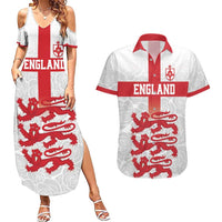 Custom England Fooball Couples Matching Summer Maxi Dress and Hawaiian Shirt The Three Lions Red Version