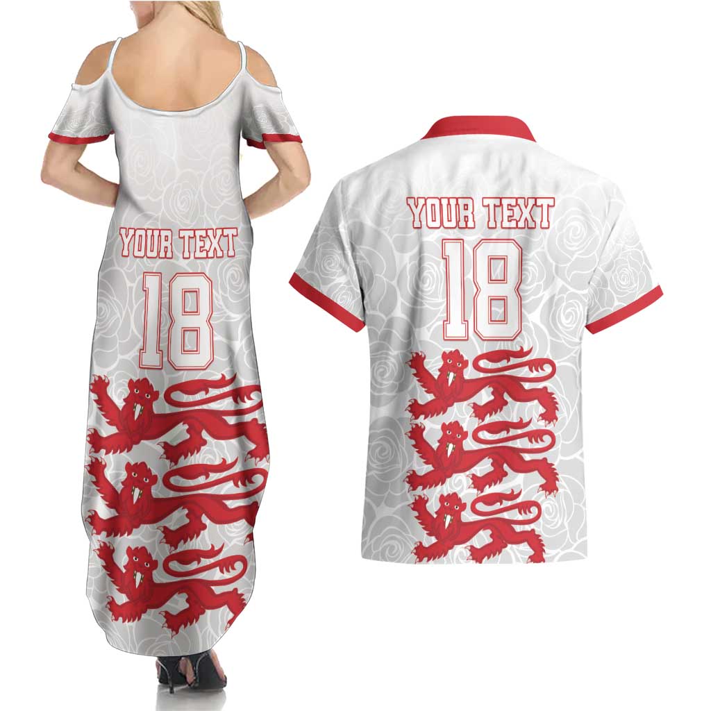 Custom England Fooball Couples Matching Summer Maxi Dress and Hawaiian Shirt The Three Lions Red Version