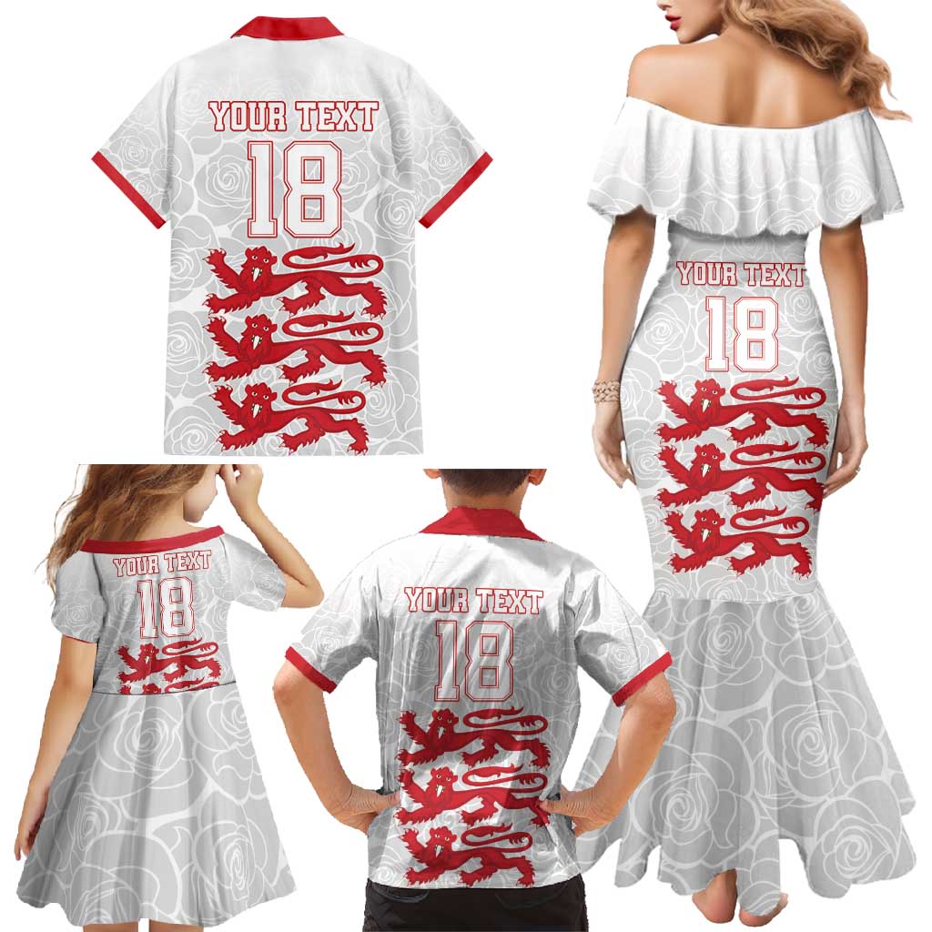 Custom England Fooball Family Matching Mermaid Dress and Hawaiian Shirt The Three Lions Red Version