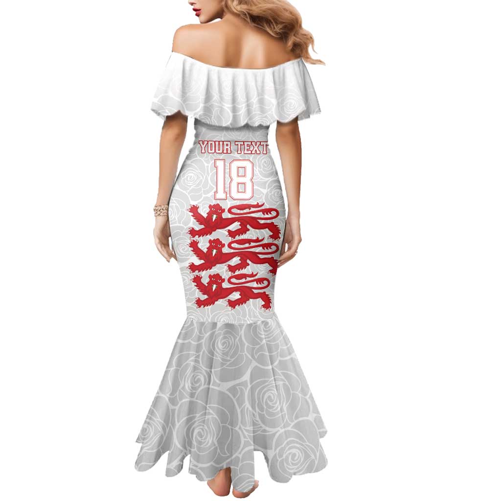 Custom England Fooball Family Matching Mermaid Dress and Hawaiian Shirt The Three Lions Red Version