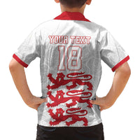 Custom England Fooball Family Matching Off The Shoulder Long Sleeve Dress and Hawaiian Shirt The Three Lions Red Version