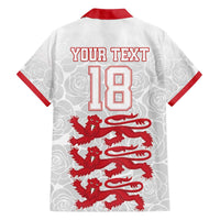 Custom England Fooball Family Matching Off The Shoulder Long Sleeve Dress and Hawaiian Shirt The Three Lions Red Version