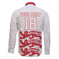 Custom England Fooball Family Matching Off The Shoulder Long Sleeve Dress and Hawaiian Shirt The Three Lions Red Version