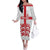 Custom England Fooball Family Matching Off The Shoulder Long Sleeve Dress and Hawaiian Shirt The Three Lions Red Version